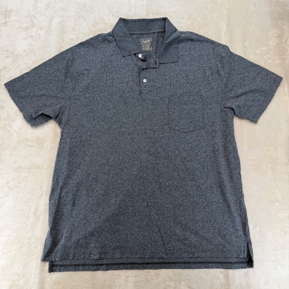 The Foundry Polo Shirt Mens 2XLT Gray Excellent Short Sleeve Pocket Heathered